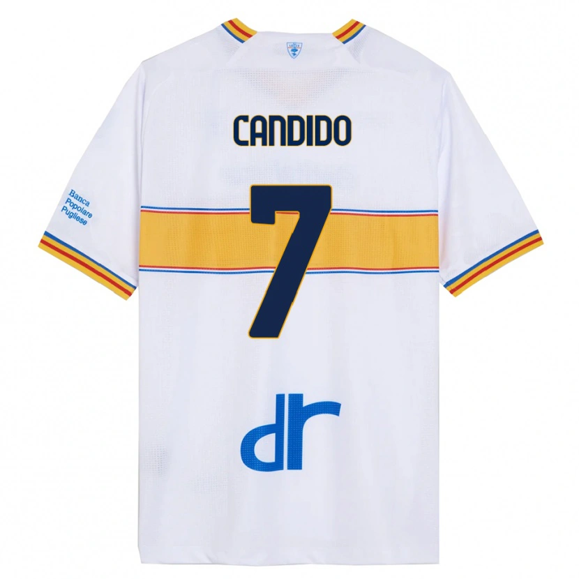 Danxen Enfant Maillot Filippo Candido #7 Blanc Jaune Tenues Extérieur 2025/26 T-Shirt
