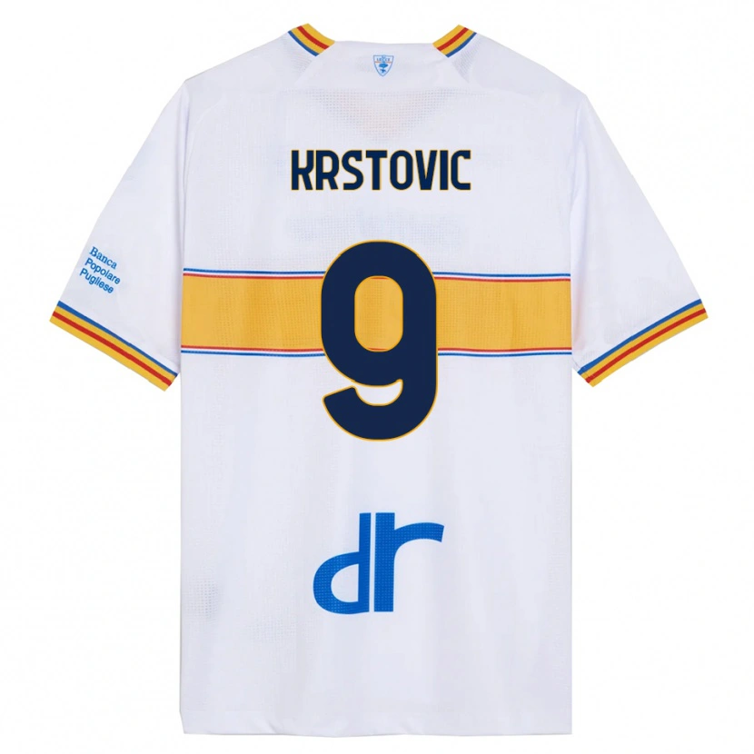 Danxen Enfant Maillot Nikola Krstović #9 Blanc Jaune Tenues Extérieur 2025/26 T-Shirt