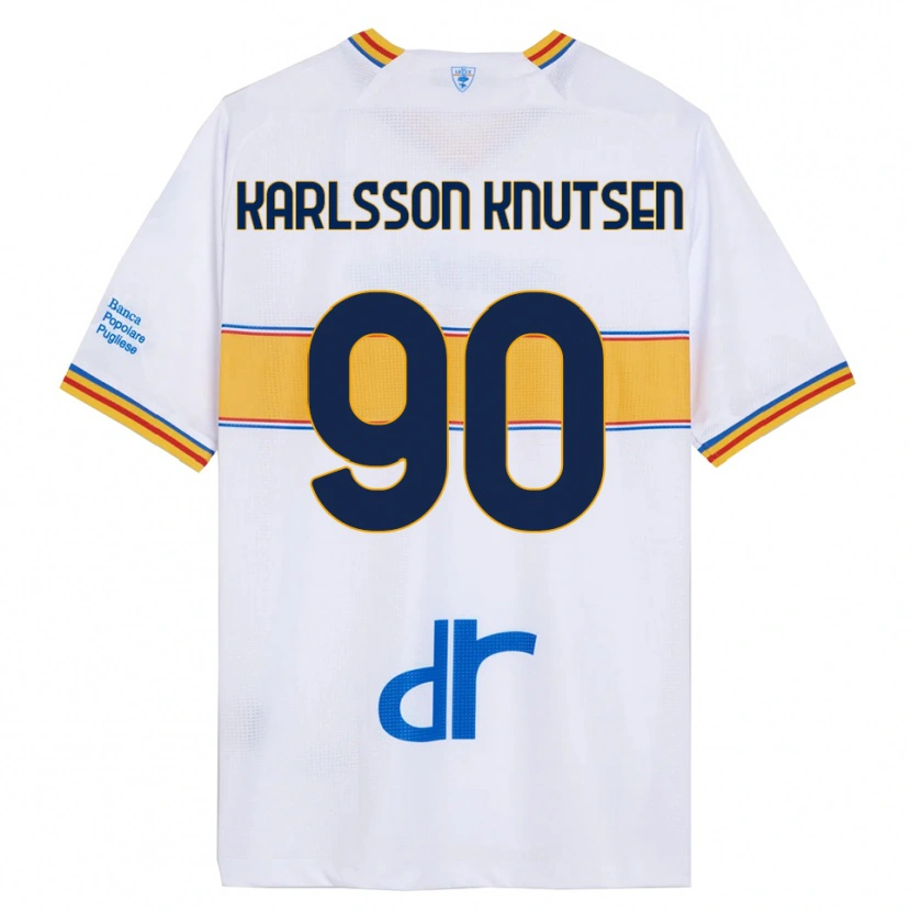 Danxen Enfant Maillot Storm Karlsson Knutsen #90 Blanc Jaune Tenues Extérieur 2025/26 T-Shirt