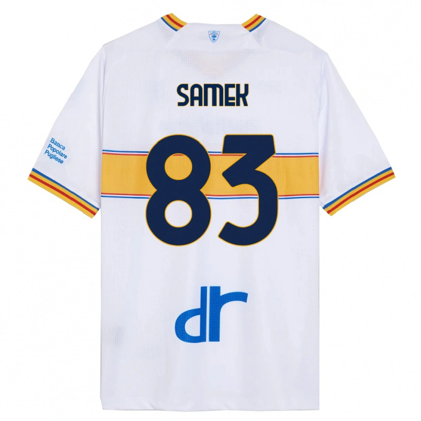 Danxen Enfant Maillot Daniel Samek #83 Blanc Jaune Tenues Extérieur 2025/26 T-Shirt