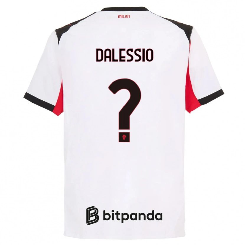 Danxen Enfant Maillot Leonardo Dalessio #0 Blanc Noir Tenues Extérieur 2025/26 T-Shirt