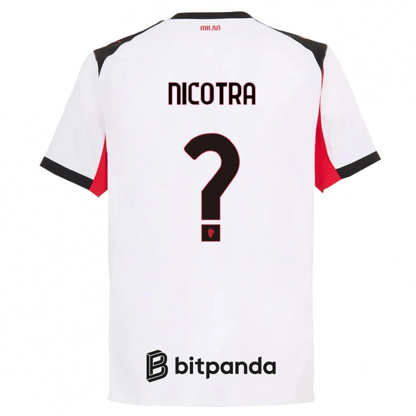 Danxen Enfant Maillot Riccardo Nicotra #0 Blanc Noir Tenues Extérieur 2025/26 T-Shirt