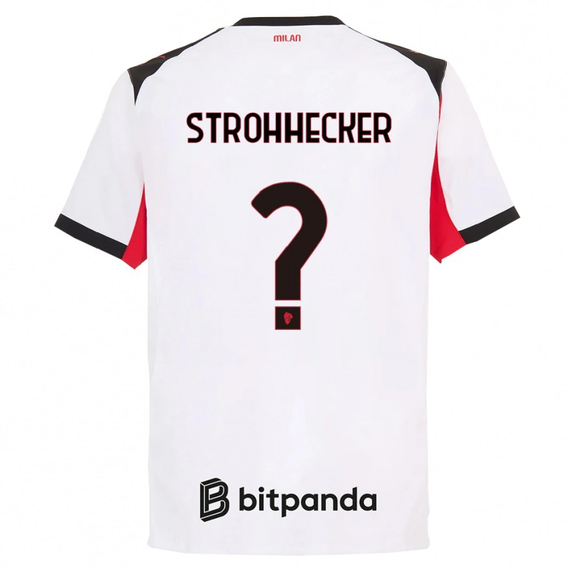 Danxen Enfant Maillot Riccardo Strohhecker #0 Blanc Noir Tenues Extérieur 2025/26 T-Shirt