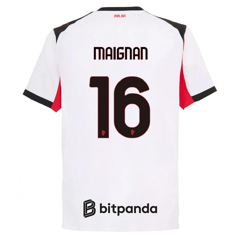 Danxen Enfant Maillot Mike Maignan #16 Blanc Noir Tenues Extérieur 2025/26 T-Shirt