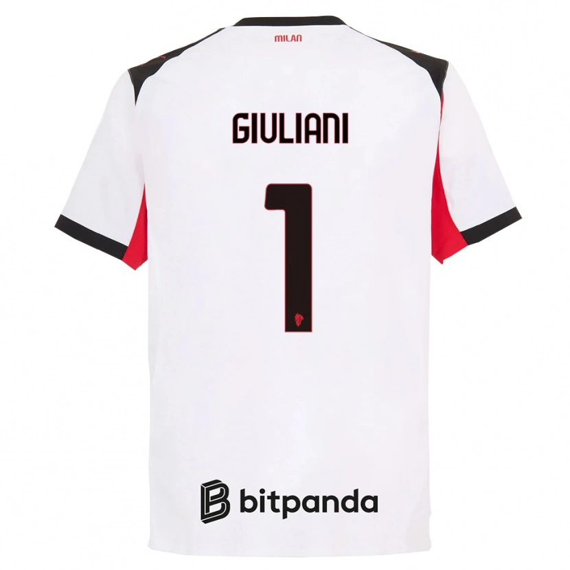 Danxen Enfant Maillot Laura Giuliani #1 Blanc Noir Tenues Extérieur 2025/26 T-Shirt