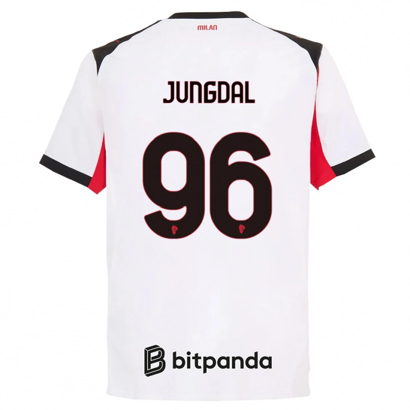 Danxen Enfant Maillot Andreas Jungdal #96 Blanc Noir Tenues Extérieur 2025/26 T-Shirt