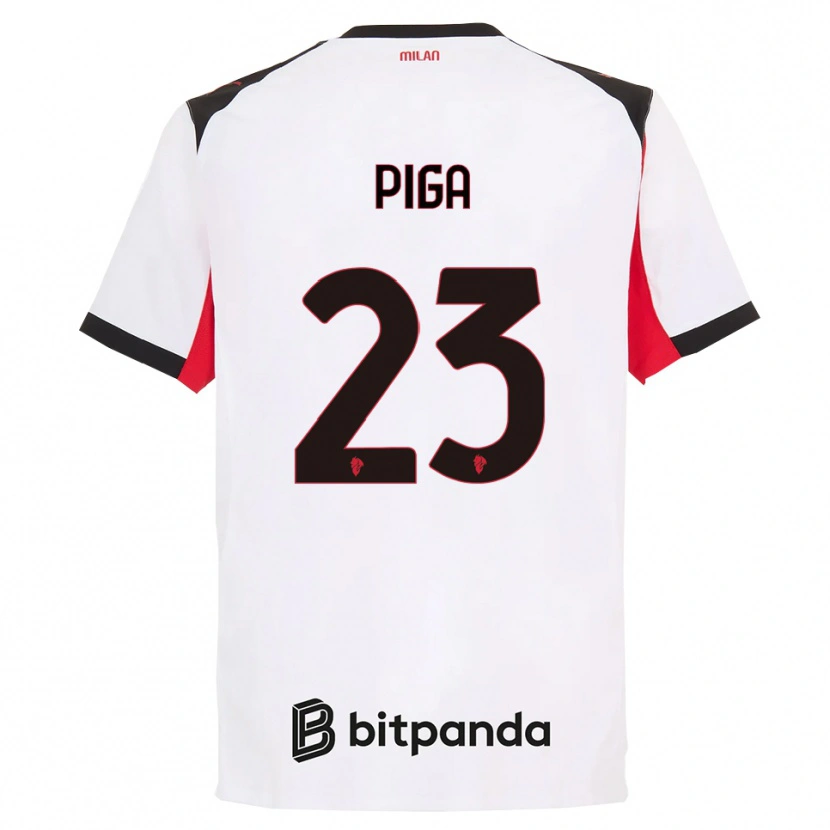Danxen Enfant Maillot Julie Piga #23 Blanc Noir Tenues Extérieur 2025/26 T-Shirt