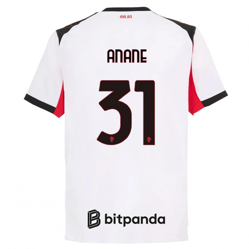 Danxen Enfant Maillot Emmanuel Anane #31 Blanc Noir Tenues Extérieur 2025/26 T-Shirt