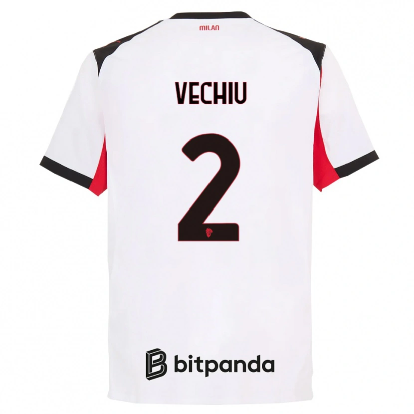 Danxen Enfant Maillot Christian Vechiu #2 Blanc Noir Tenues Extérieur 2025/26 T-Shirt