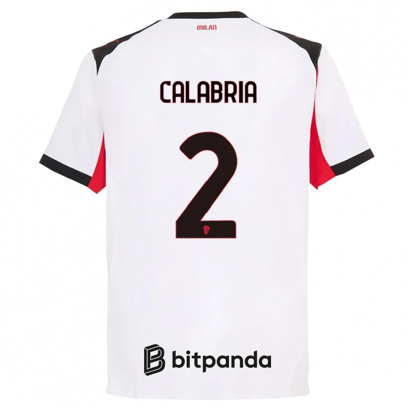 Danxen Enfant Maillot Davide Calabria #2 Blanc Noir Tenues Extérieur 2025/26 T-Shirt