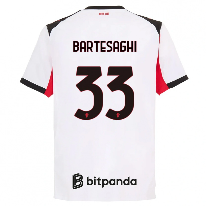 Danxen Enfant Maillot Davide Bartesaghi #33 Blanc Noir Tenues Extérieur 2025/26 T-Shirt