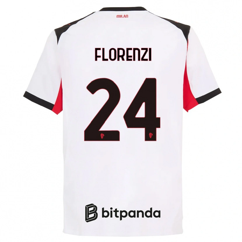 Danxen Enfant Maillot Alessandro Florenzi #24 Blanc Noir Tenues Extérieur 2025/26 T-Shirt