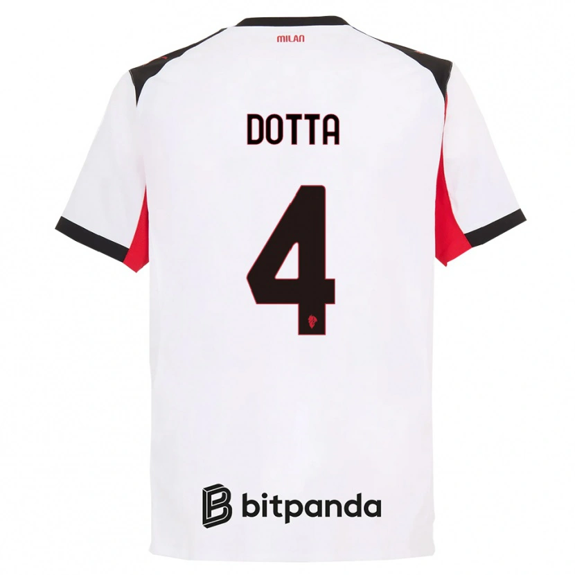 Danxen Enfant Maillot Cristiano Dotta #4 Blanc Noir Tenues Extérieur 2025/26 T-Shirt