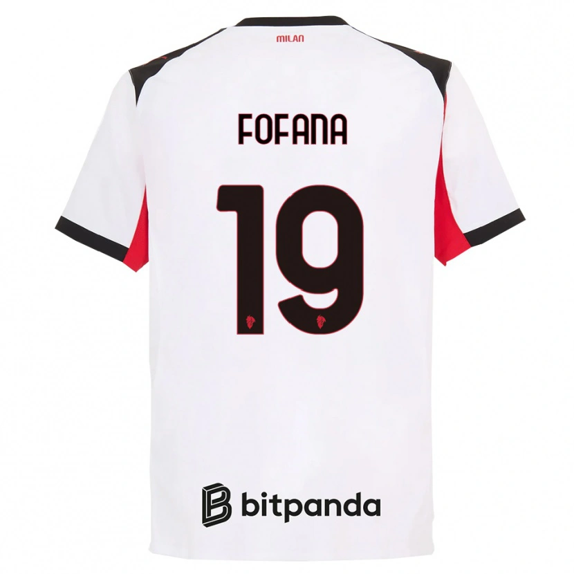 Danxen Enfant Maillot Youssouf Fofana #19 Blanc Noir Tenues Extérieur 2025/26 T-Shirt