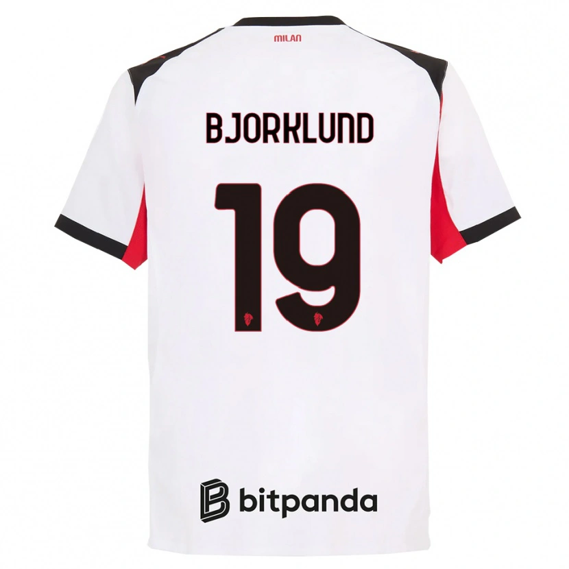 Danxen Enfant Maillot Lukas Bjorklund #19 Blanc Noir Tenues Extérieur 2025/26 T-Shirt