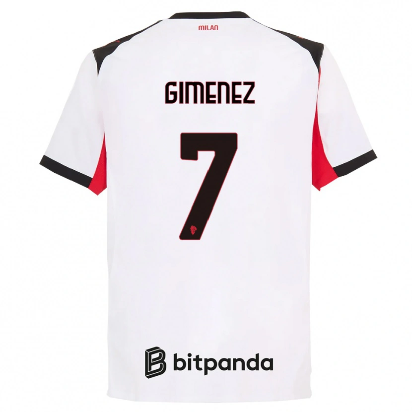 Danxen Enfant Maillot Santiago Gimenez #7 Blanc Noir Tenues Extérieur 2025/26 T-Shirt