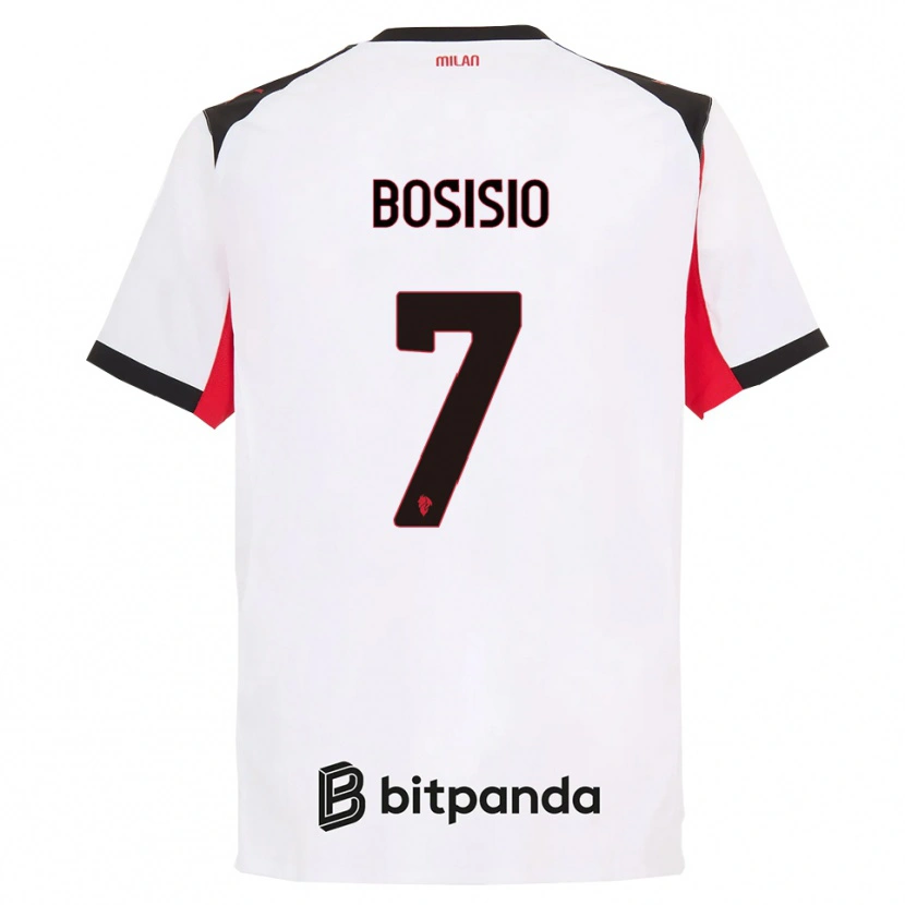 Danxen Enfant Maillot Josuè Bosisio #7 Blanc Noir Tenues Extérieur 2025/26 T-Shirt