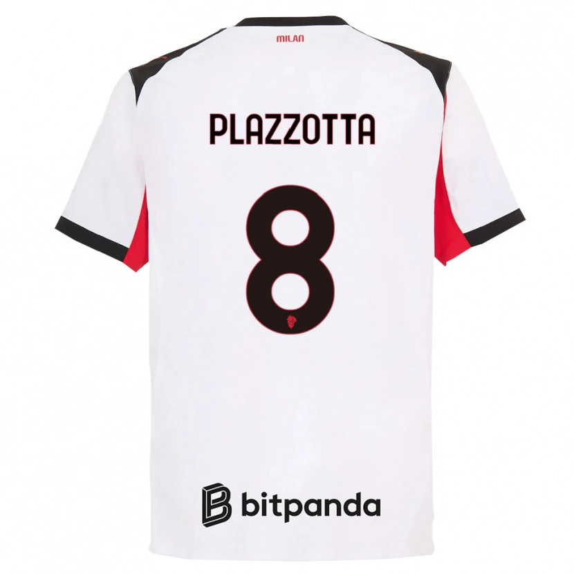 Danxen Enfant Maillot Filippo Plazzotta #8 Blanc Noir Tenues Extérieur 2025/26 T-Shirt