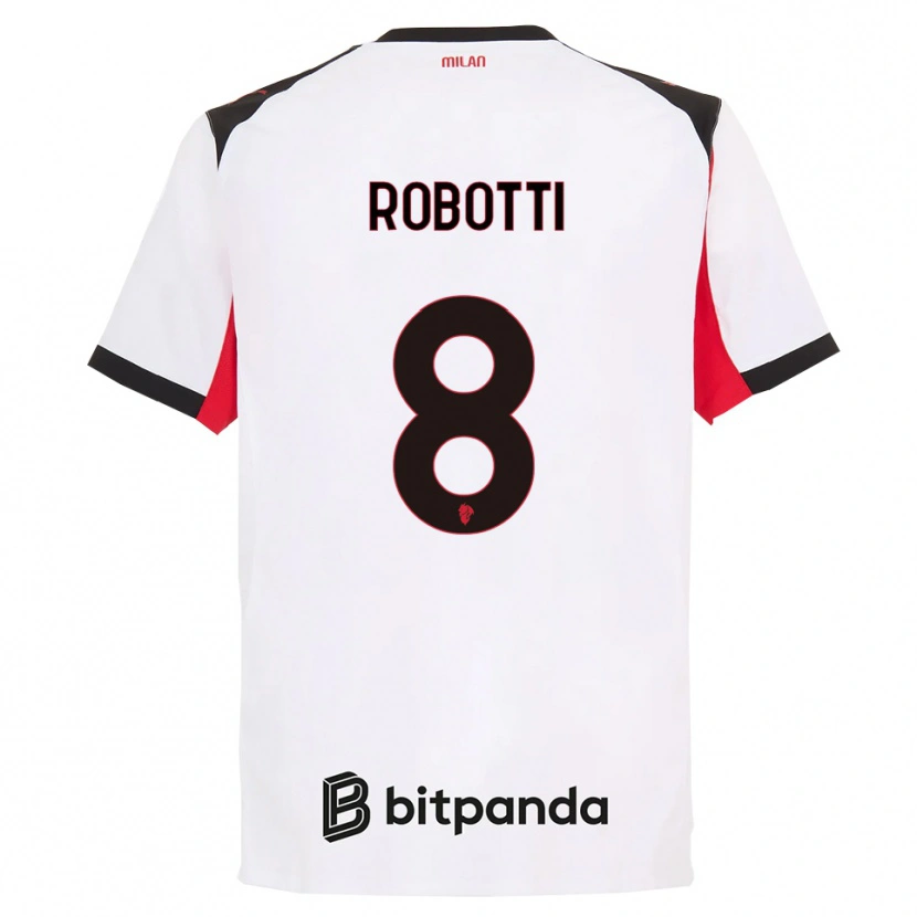 Danxen Enfant Maillot Giovanni Robotti #8 Blanc Noir Tenues Extérieur 2025/26 T-Shirt