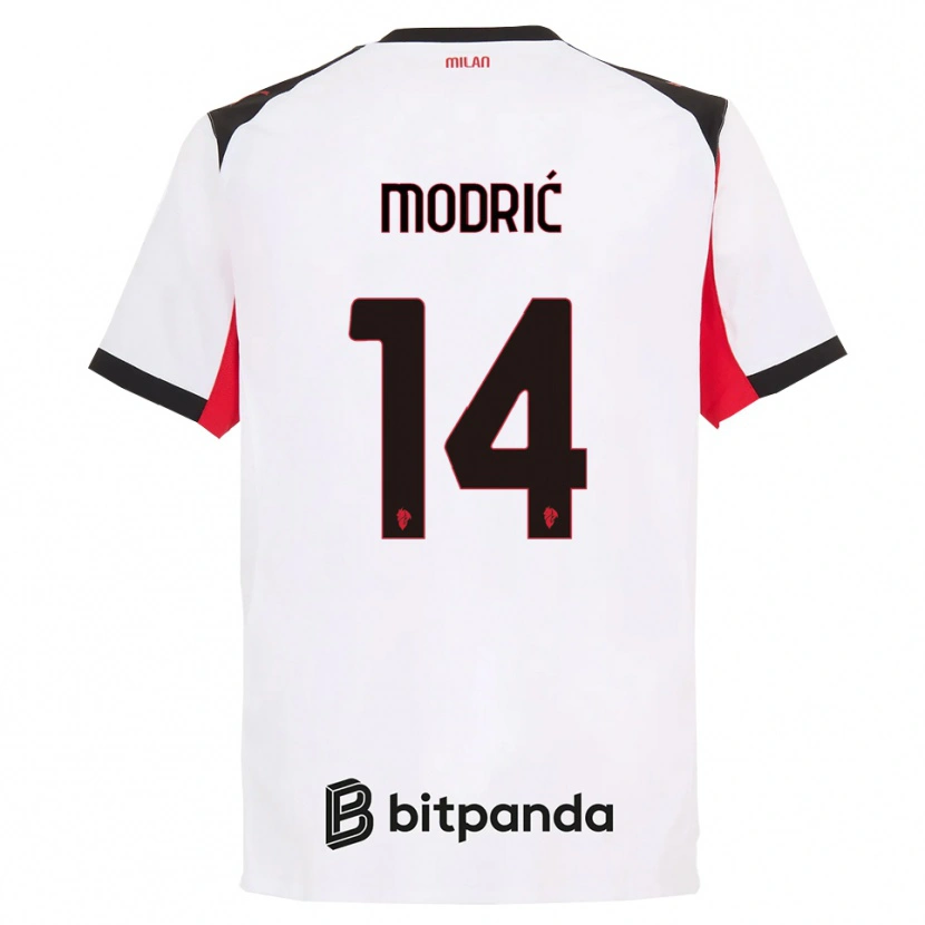Danxen Enfant Maillot Luka Modrić #14 Blanc Noir Tenues Extérieur 2025/26 T-Shirt
