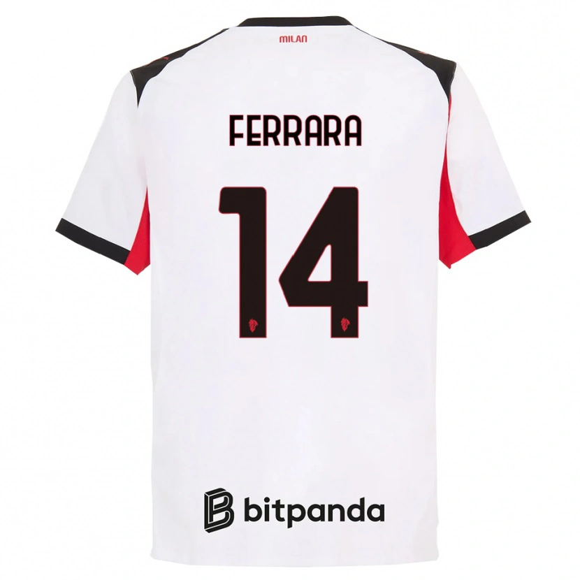 Danxen Enfant Maillot Francesco Ferrara #14 Blanc Noir Tenues Extérieur 2025/26 T-Shirt