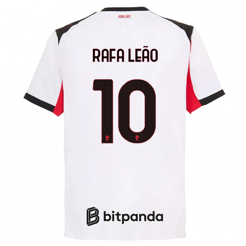 Danxen Enfant Maillot Rafael Leão #10 Blanc Noir Tenues Extérieur 2025/26 T-Shirt