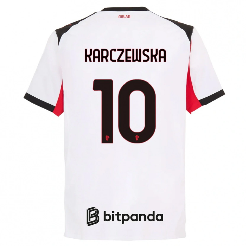 Danxen Enfant Maillot Nikola Karczewska #10 Blanc Noir Tenues Extérieur 2025/26 T-Shirt