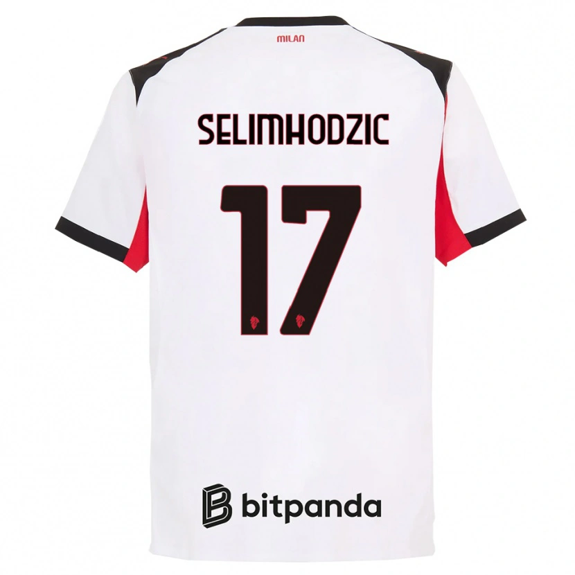 Danxen Enfant Maillot Noa Selimhodzic #17 Blanc Noir Tenues Extérieur 2025/26 T-Shirt