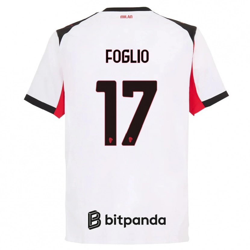 Danxen Enfant Maillot Christian Foglio #17 Blanc Noir Tenues Extérieur 2025/26 T-Shirt