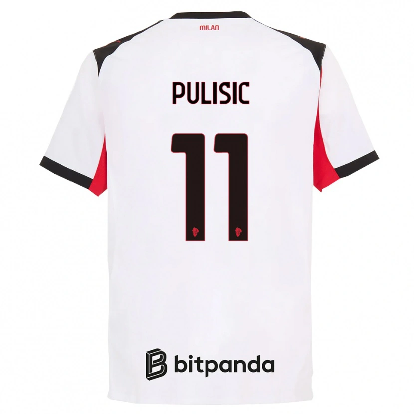 Danxen Enfant Maillot Christian Pulisic #11 Blanc Noir Tenues Extérieur 2025/26 T-Shirt