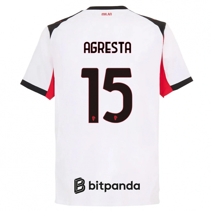 Danxen Enfant Maillot Stefano Agresta #15 Blanc Noir Tenues Extérieur 2025/26 T-Shirt