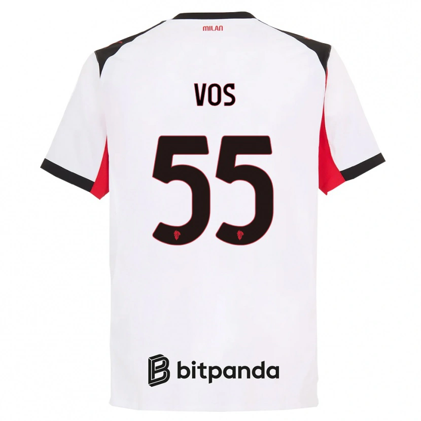 Danxen Enfant Maillot Silvano Vos #55 Blanc Noir Tenues Extérieur 2025/26 T-Shirt