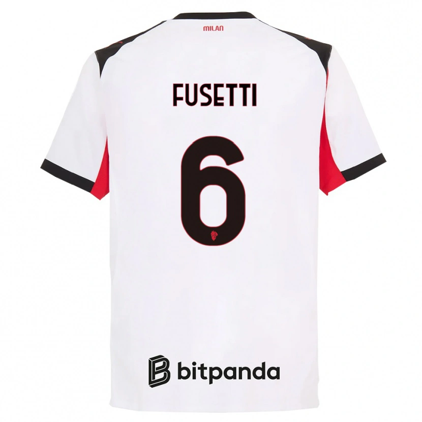 Danxen Enfant Maillot Laura Fusetti #6 Blanc Noir Tenues Extérieur 2025/26 T-Shirt