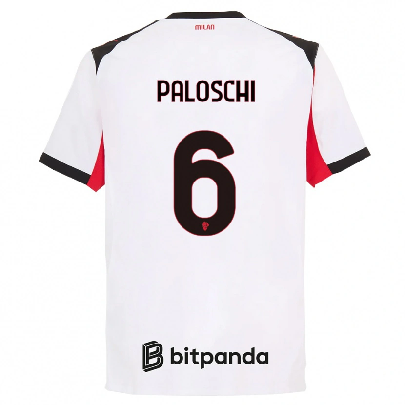 Danxen Enfant Maillot Dorian Paloschi #6 Blanc Noir Tenues Extérieur 2025/26 T-Shirt