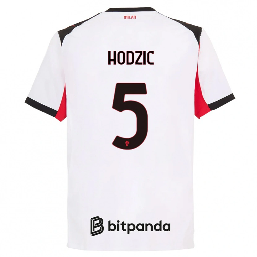 Danxen Enfant Maillot Demirel Hodzic #5 Blanc Noir Tenues Extérieur 2025/26 T-Shirt