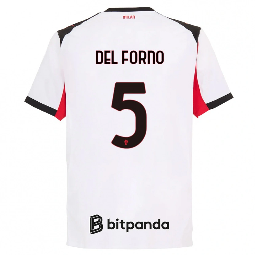 Danxen Enfant Maillot Luca Del Forno #5 Blanc Noir Tenues Extérieur 2025/26 T-Shirt