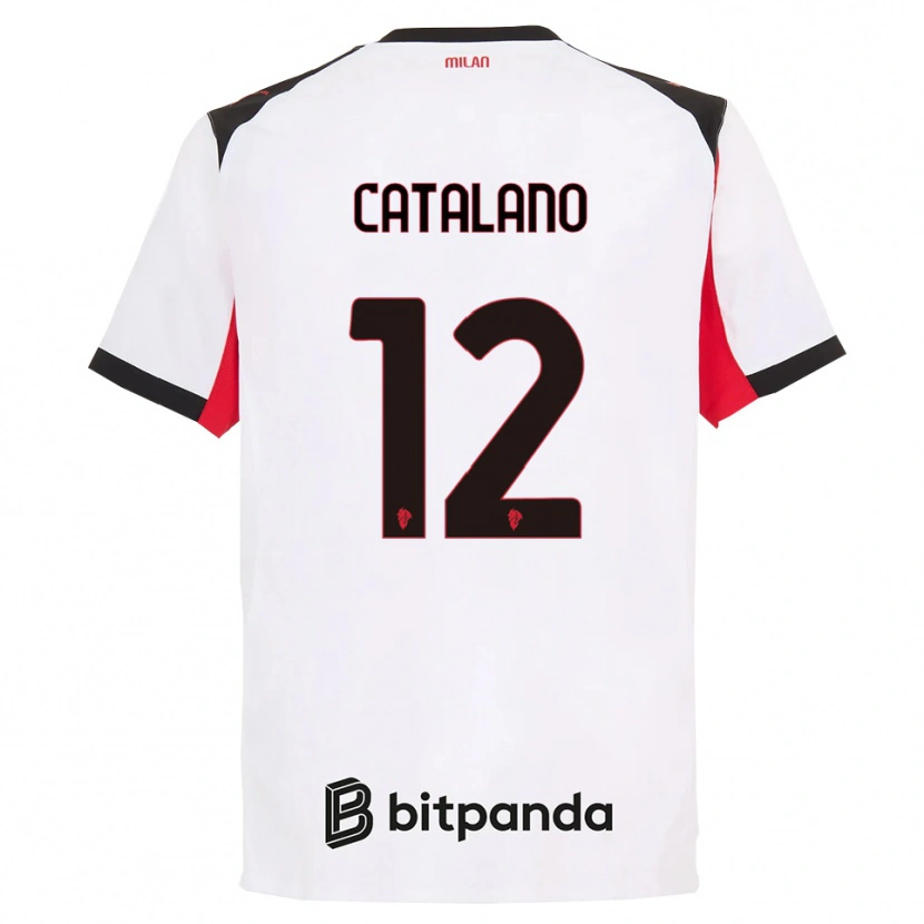 Danxen Enfant Maillot Alessio Catalano #12 Blanc Noir Tenues Extérieur 2025/26 T-Shirt