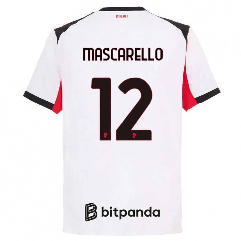 Danxen Enfant Maillot Marta Mascarello #12 Blanc Noir Tenues Extérieur 2025/26 T-Shirt