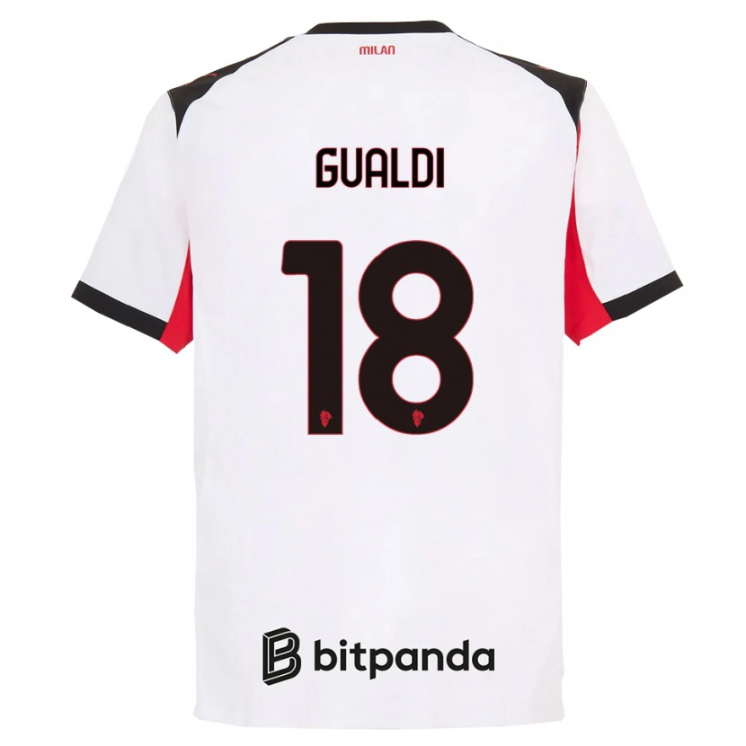 Danxen Enfant Maillot Andrea Gualdi #18 Blanc Noir Tenues Extérieur 2025/26 T-Shirt