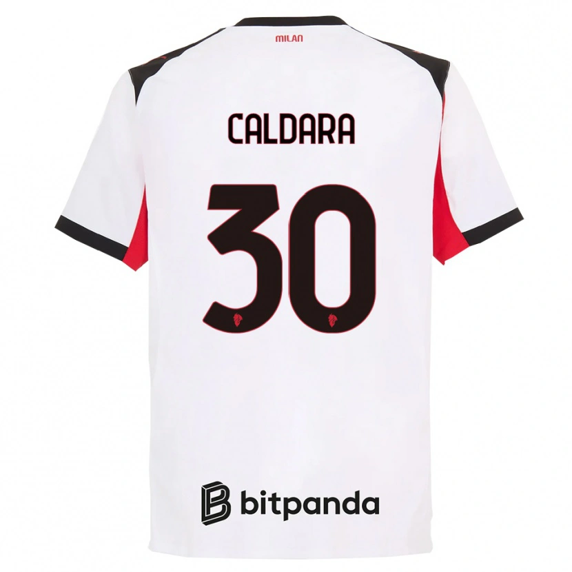 Danxen Enfant Maillot Mattia Caldara #30 Blanc Noir Tenues Extérieur 2025/26 T-Shirt