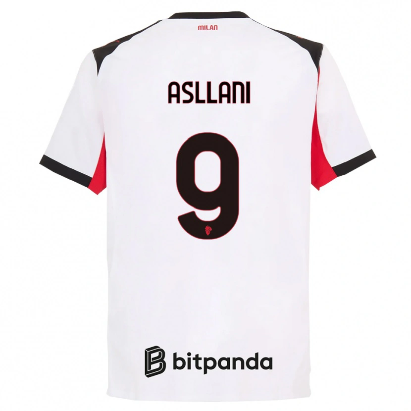Danxen Enfant Maillot Kosovare Asllani #9 Blanc Noir Tenues Extérieur 2025/26 T-Shirt