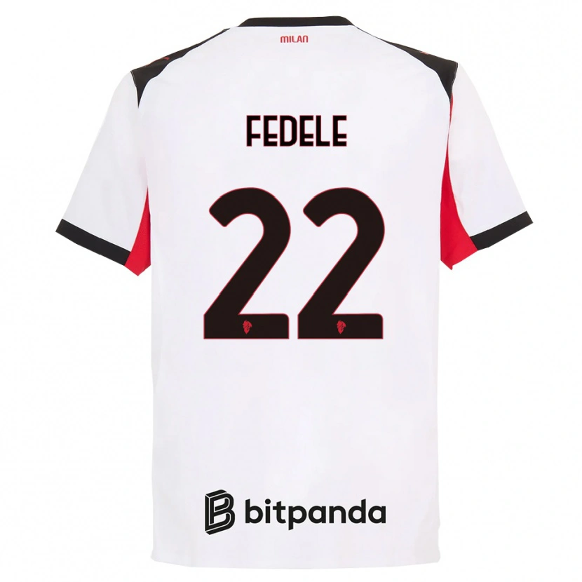 Danxen Enfant Maillot Noemi Fedele #22 Blanc Noir Tenues Extérieur 2025/26 T-Shirt