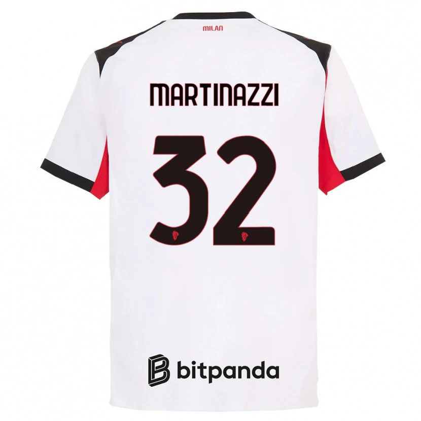 Danxen Enfant Maillot Luca Martinazzi #32 Blanc Noir Tenues Extérieur 2025/26 T-Shirt