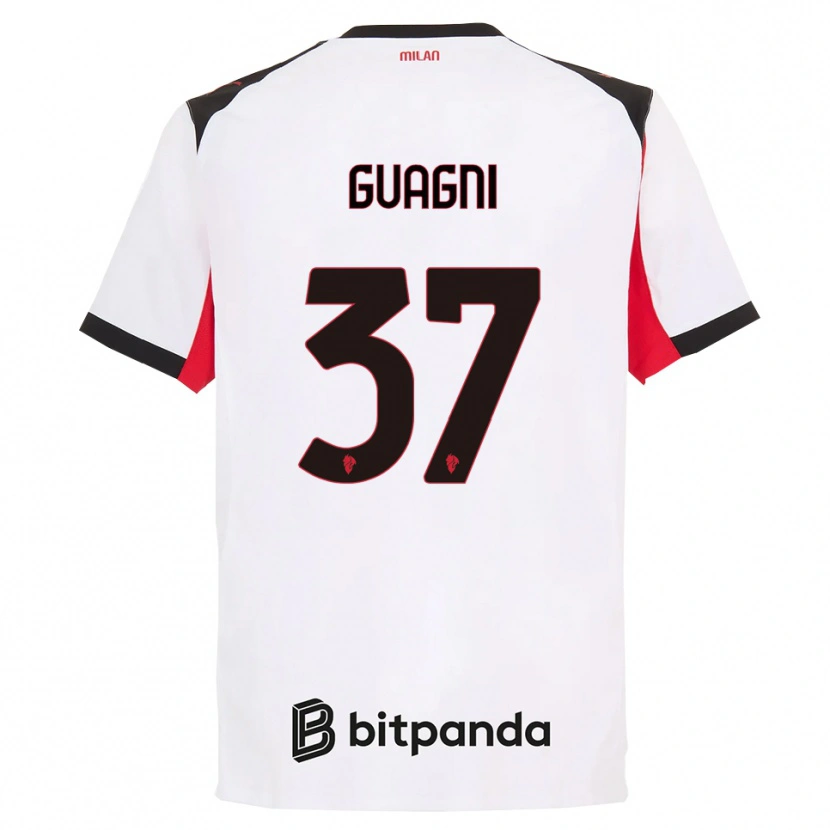 Danxen Enfant Maillot Alia Guagni #37 Blanc Noir Tenues Extérieur 2025/26 T-Shirt