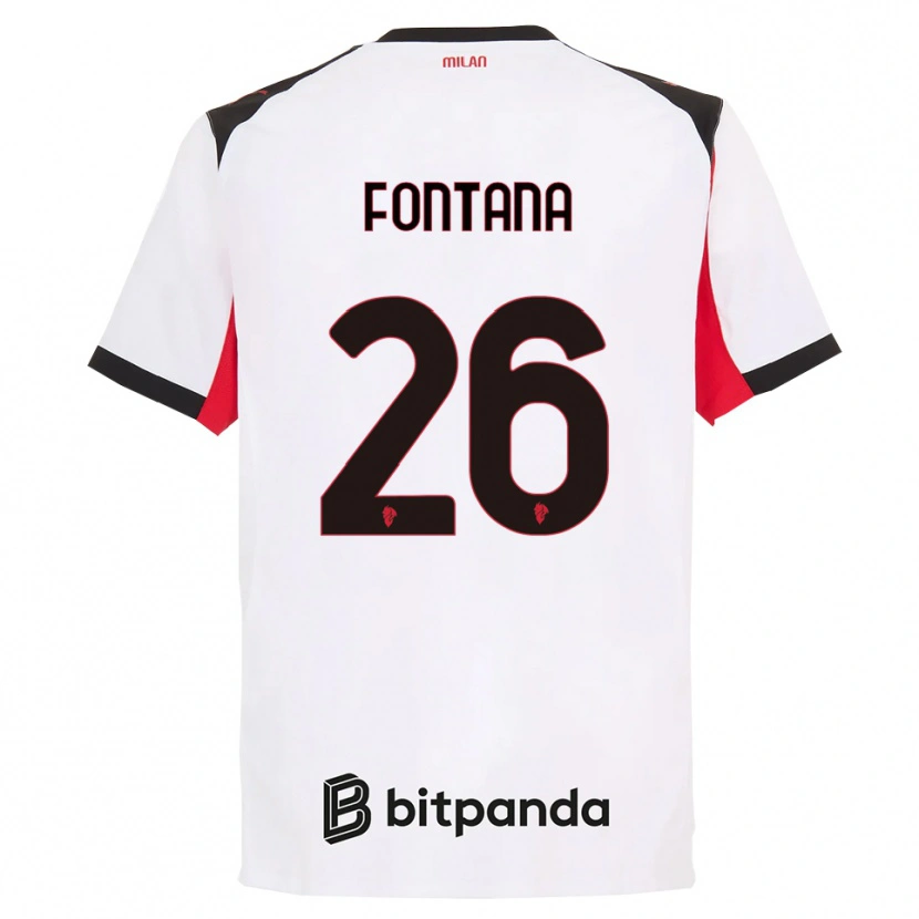 Danxen Enfant Maillot Francesco Fontana #26 Blanc Noir Tenues Extérieur 2025/26 T-Shirt