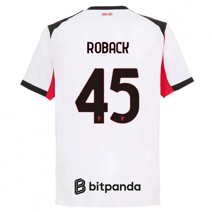 Danxen Enfant Maillot Emil Roback #45 Blanc Noir Tenues Extérieur 2025/26 T-Shirt