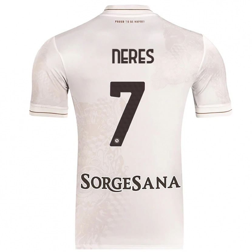 Danxen Enfant Maillot David Neres #7 Champagne Marron Tenues Extérieur 2025/26 T-Shirt