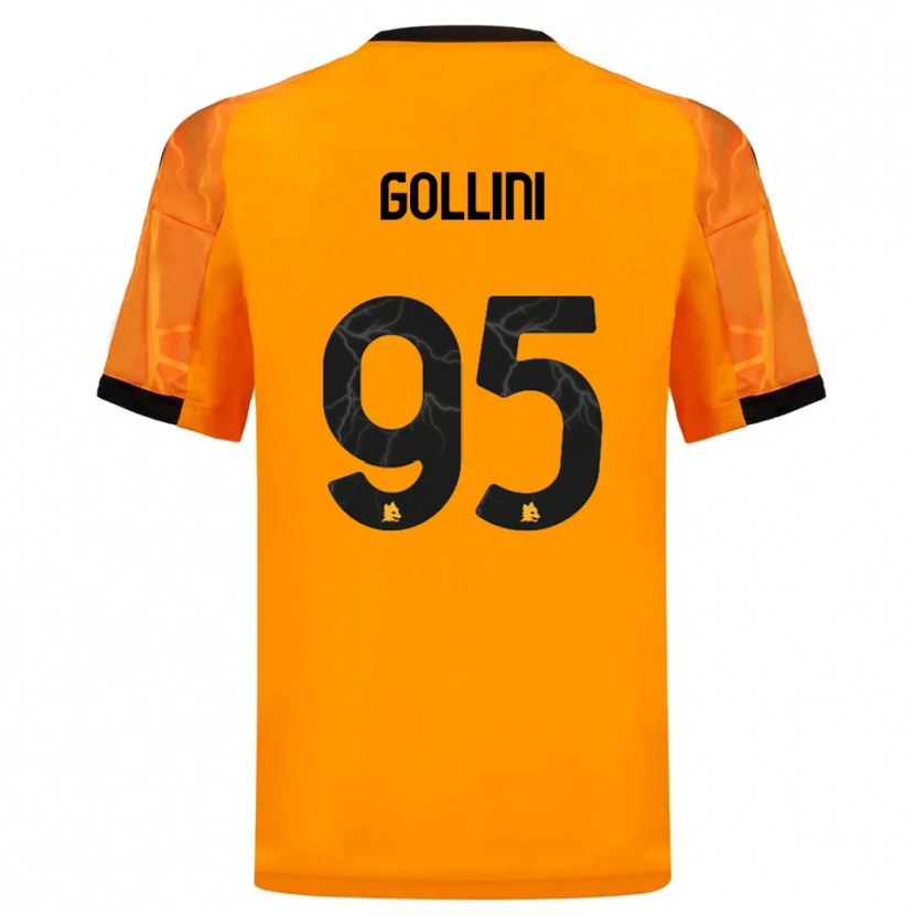 Danxen Enfant Maillot Pierluigi Gollini #95 Orange Noir Tenues Extérieur 2025/26 T-Shirt