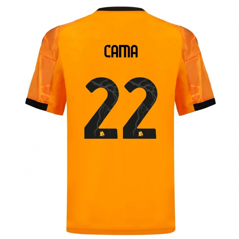 Danxen Enfant Maillot Cristian Cama #22 Orange Noir Tenues Extérieur 2025/26 T-Shirt