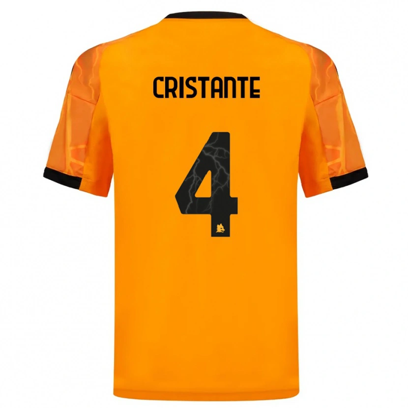 Danxen Enfant Maillot Bryan Cristante #4 Orange Noir Tenues Extérieur 2025/26 T-Shirt